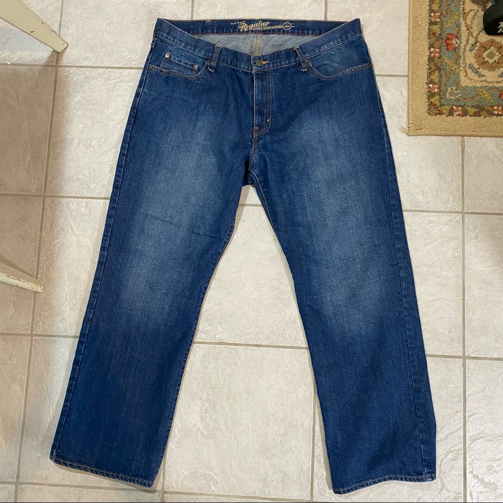 Old Navy Jeans men 42-32 Denim Blue Jeans Straight Leg High Rise - Picture 2 of 5